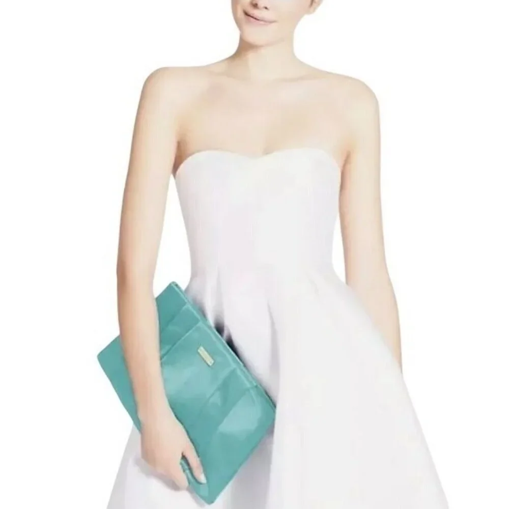 Kate Spade April Wedding Belles Robin's Egg Bridal Clutch Bag Bride Formal Satin